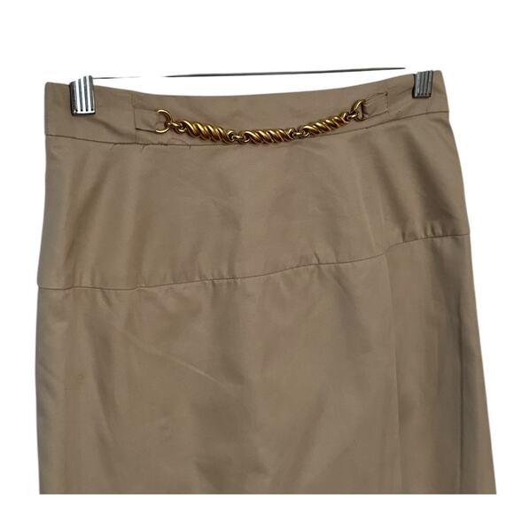 Celine Paris Khaki pencil skirt with gold embellishments size 36 small - Picture 14 of 16